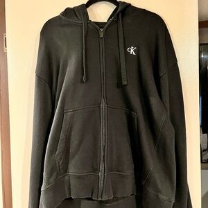Black Calvin Kline zip up hoodie. Unisex size L